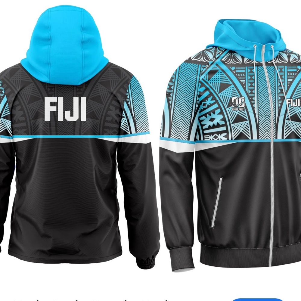 Hooka Rugby Black and Blue Fiji Zip-Up Hoodie Jacket